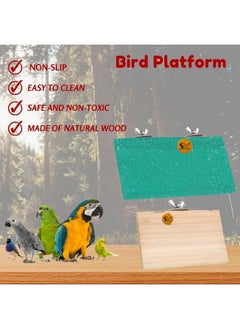 Sage Square Wooden Stand Sand Platform Made Of Natural Wood, Combo Of Two (6*4.5 & Sand 12*4.5 Inch) Rectangle Shaped Perch Stand, Cage Accessories, Playful Toy, Suitable For Birds, Parrots, Budgies  - Image 3