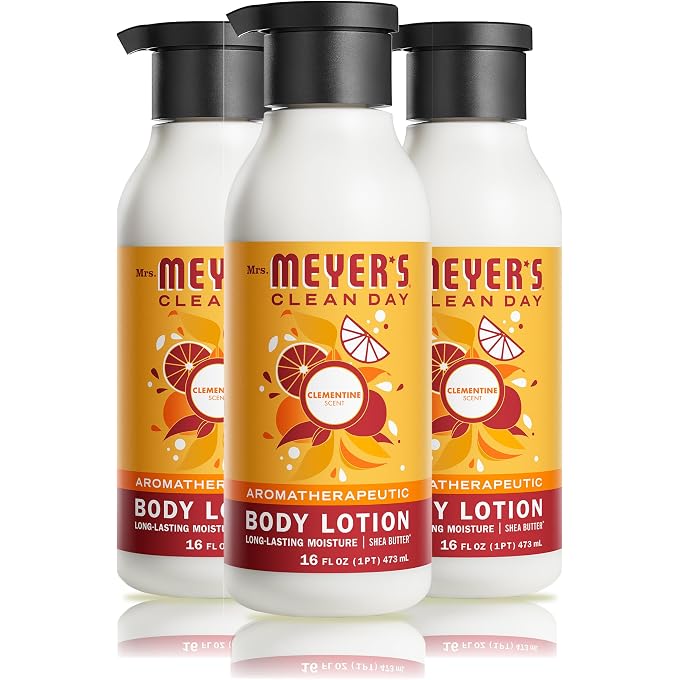 Mrs. Meyer's Body Lotion for Dry Skin, Non-Greasy Moisturizer Made with Essential Oils, Clementine, 16 fl. oz - Pack of 3 - Image 1