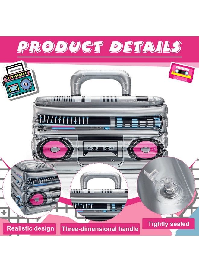 Cunhill Inflatable Boom Box Beverage Inflatable Cooler 80S Party Decorations Radio Blow Up Boom Box Birthday Drink Cooler For 90S Theme Retro Party Hip Hop Costume Accessory Party Supplies (1 Piece)  - Image 4