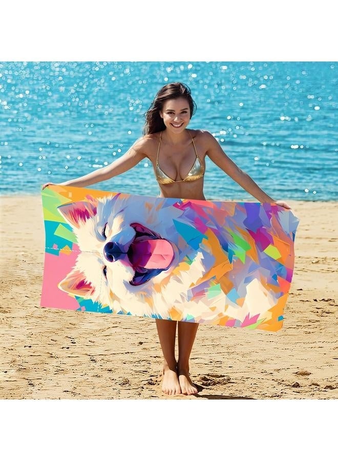 Microfiber Beach Towel,Beach Towel Bag, 63''x31'' Large Towels, Lightweight Compact Quick Dry Absorbent Pool Towel for Bath,Camping,Swimming,Travel Accessories,Compact Towels for Swimming Pool dog - Image 5