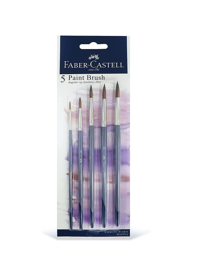 فابير كاستل فرشاة شعر صناعية مستديرة من فابر كاستل، 5 قطع، مقاس 2، 4، 6، 8، 10، أزرق، 281855 - Image 1