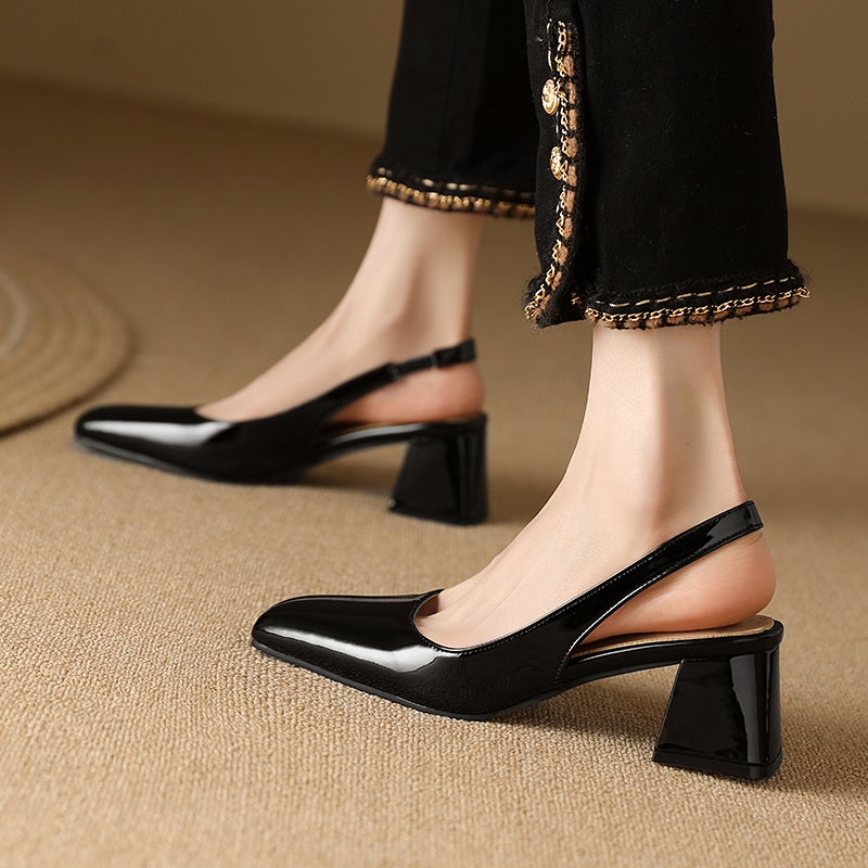 2024 High Heel 32-48 Size Square Head Small Fresh Feet Ladies Sandals - Image 3