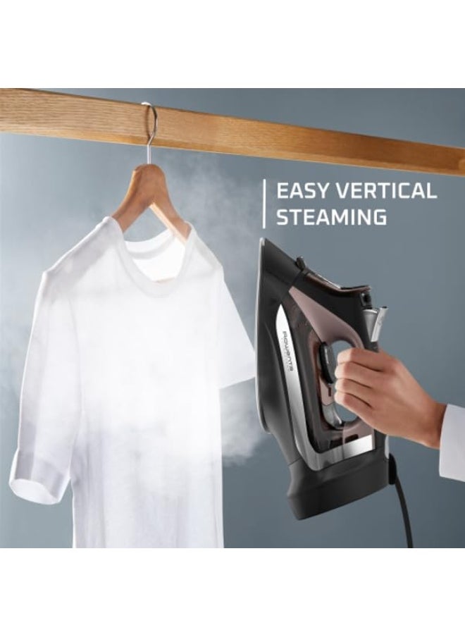 Rowenta - Iron Access Stainless Steel Soleplate Steam Iron With Retractable Cord Powerful Steam Diffusion Auto-Off Anti-Drip 1725 Watts Ironing Black Clothes Iron Dw2459 - Image 1