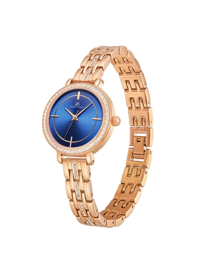 KENNETH SCOTT Women's Analog Display Watch With Rose Gold Stainless Steel Strap - K23532-RBKN