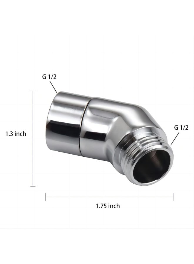 Solid Brass 135 Degree Swivel Shower Elbow Adapter, G1/2" Chrome Shower Head Connector - Image 3