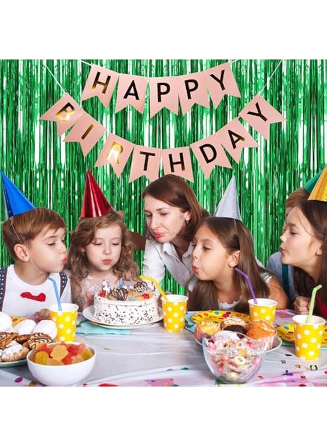2 حزمة رقائق ستارة الخلفية الخضراء المعدنية Tinsel رقائق حافة ستائر صورة كشك الدعائم لعيد ميلاد زفاف خطوبة طفل البكالوريت الاحتفال الديكورات - Image 3