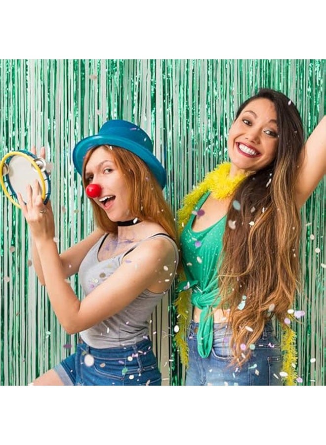 2 حزمة رقائق ستارة الخلفية الخضراء المعدنية Tinsel رقائق حافة ستائر صورة كشك الدعائم لعيد ميلاد زفاف خطوبة طفل البكالوريت الاحتفال الديكورات - Image 5