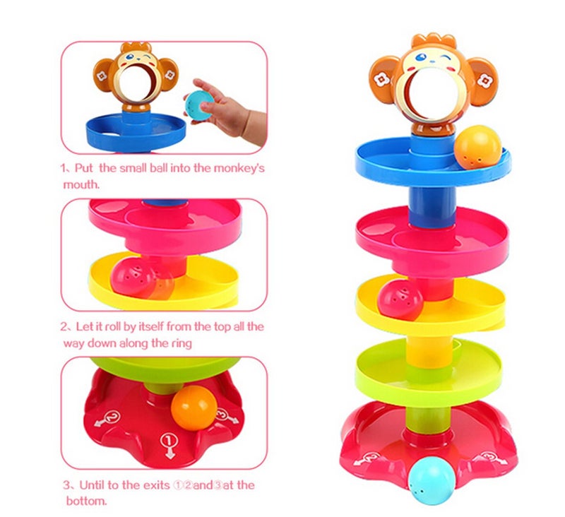 JIADA Swirl Ball Ramp Educational Toy Puzzle Rolling Ball | ABS Material, Non Toxic, (12 mm x 25 mm), Bright Multi Colors - Image 2