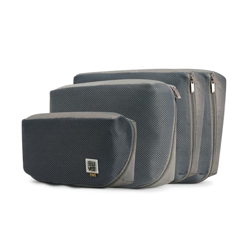 EUME Set of 4 Storage Pods - Packing Cubes for Travel | Cloth Organizer for Storage | Spacious Toiletry Pouch for Women & Men | Luggage Organiser Bags for Travel | Durable Polyester Bag | Grey - Image 1
