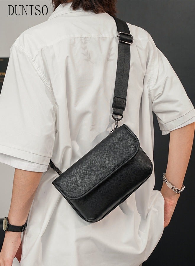 DUNISO Compact Crossbody Bag for Men Waterproof Sling Bag Multipurpose Cross Body Chest Bag Shoulder Bag for Travel Hiking Retro Purse Bag with Detachable Strap - Image 1