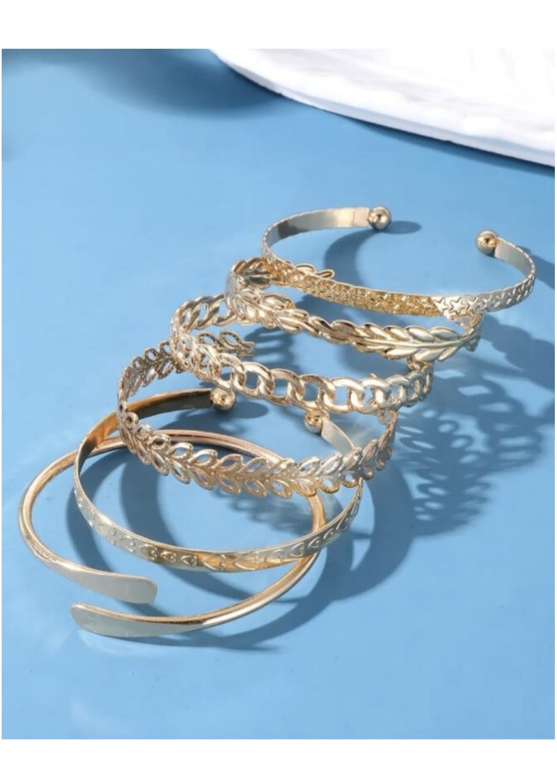 YUCCA - Set of 6-Piece Bracelets with a Shiny Circular Design in Geometric Shapes, a New Fashion - Image 1