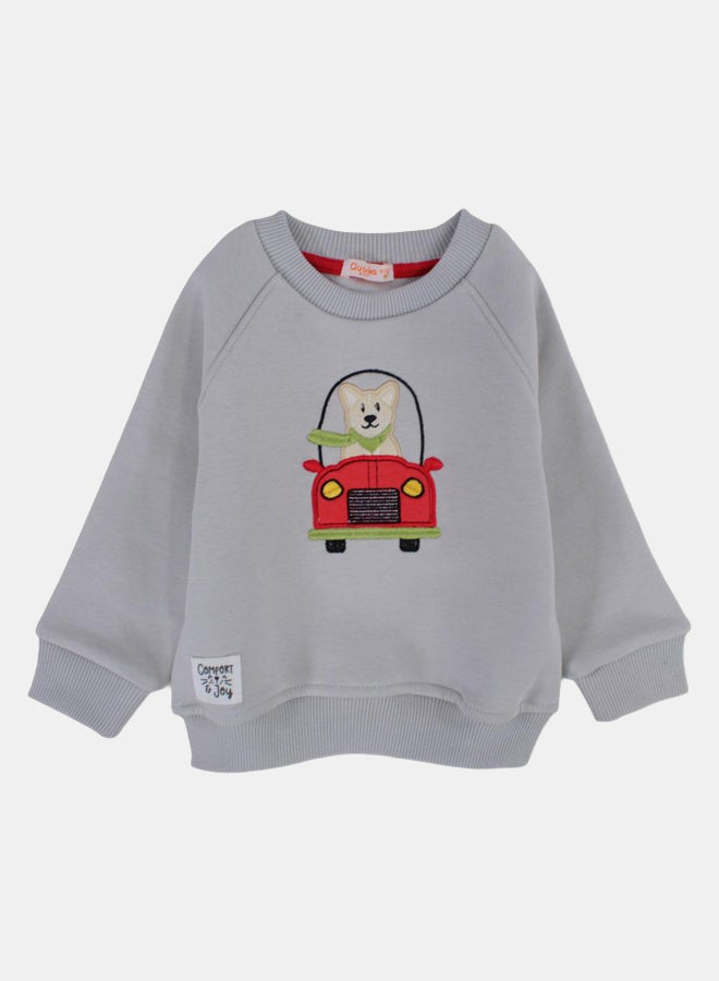 كوكا ملابس أطفال سويت شيرت قطني للأولاد – كلب في سيارة - Image 1