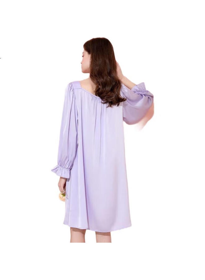 Fenton Fenteng Women'S New Ice Silk Lace Low-Cut Palace Style Thin Long Sleeve Dress - Image 2