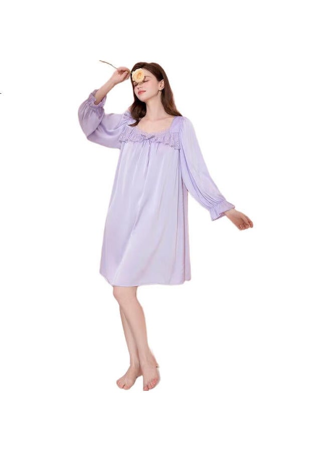 Fenton Fenteng Women'S New Ice Silk Lace Low-Cut Palace Style Thin Long Sleeve Dress - Image 1