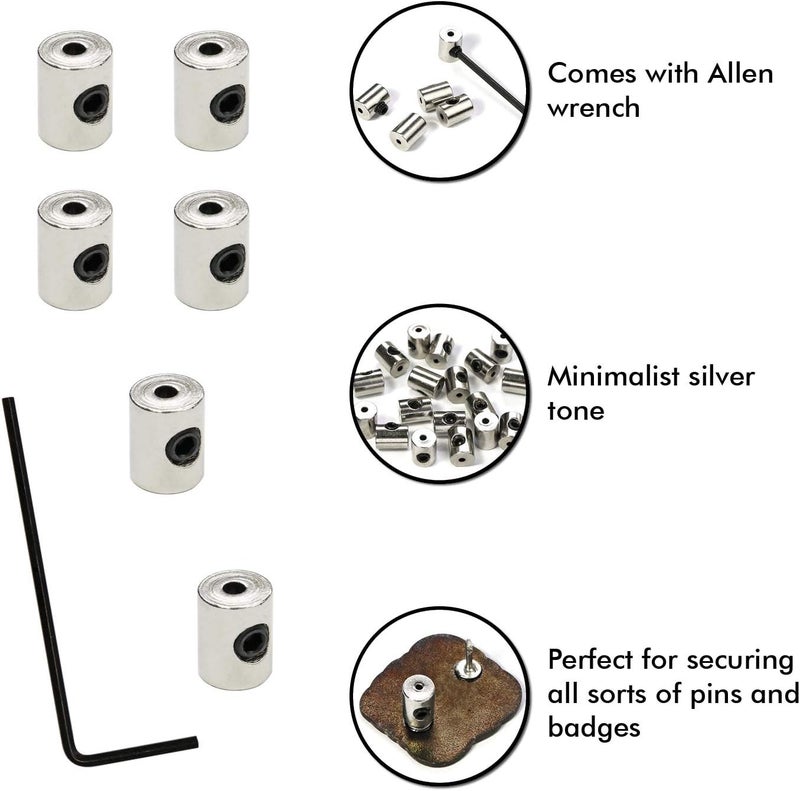 Millennial Essentials Pin Locks Locking Clasp Pin Backs with Wrench (24 Pieces) - Image 2