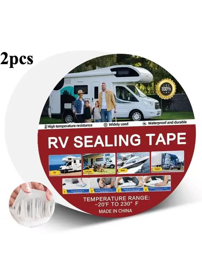 2pcs White RV Roof Repair Tape 5cm x 5m Waterproof UV Resistant for Camper Boat - Image 1