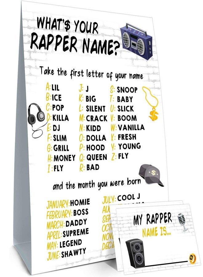 BirtDerr Notorious One Birthday Decorations,Rapper Theme Birthday Party Sign,Rapper Activity Decoration Supplies,Game Night Party Decorations,What's Your Rapper Name Game - Image 1