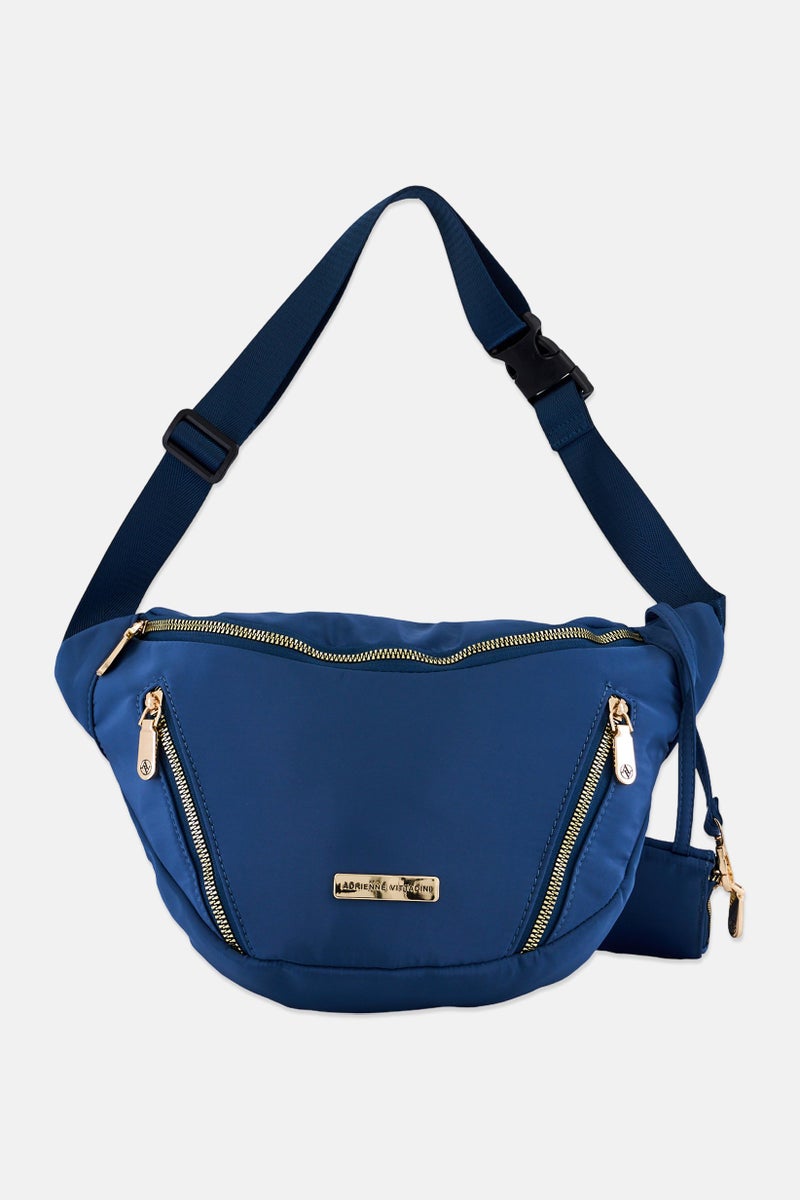 ADRIENNE VITTADINI Women Brand Logo Fanny Pack Bag With Coin Purse, Teal Blue - Image 1