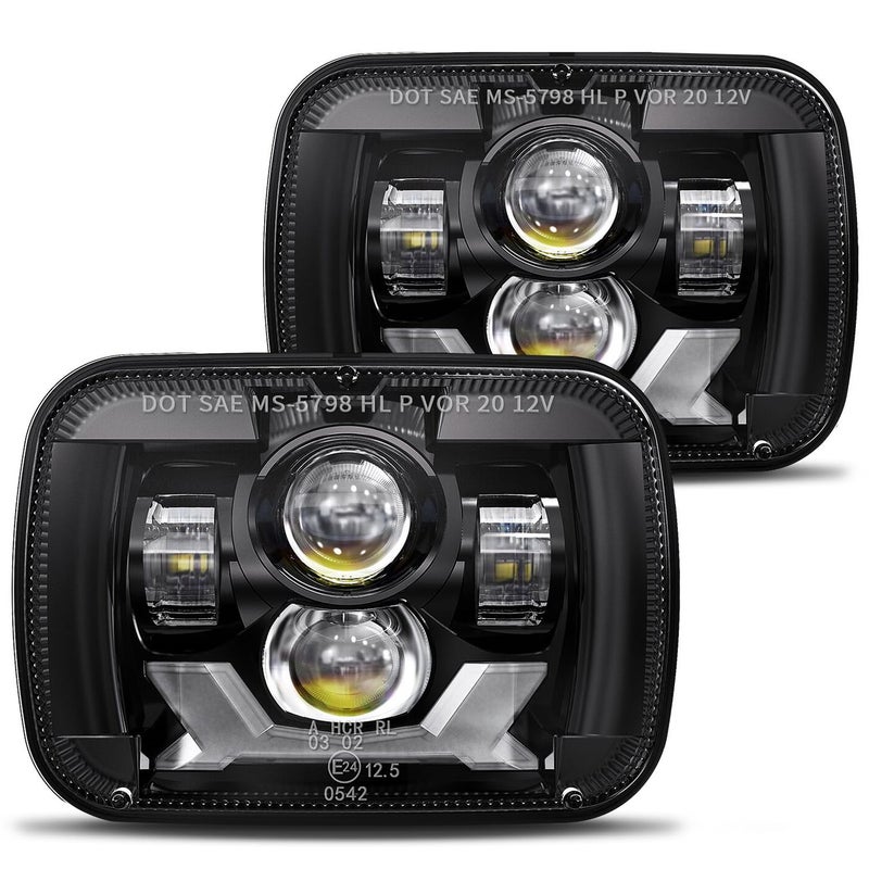 HWSTAR Pair 180W 1000 Bright H6054 5x7 7x6 Led Headlights Compatible with Jeep Cherokee XJ Wrangler YJ DOT Antiglare DRL Turn Signal HiLow Sealed Beam Ford Chevy GMC Toyota Nissan Dodge etc Black