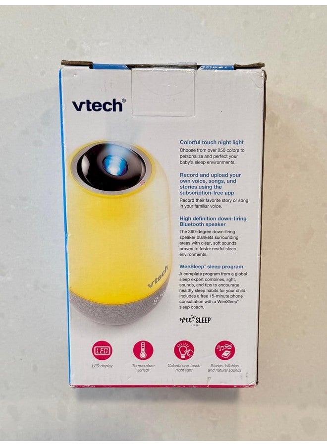 VTech BC8314 V-Hush Pro 2 مكبر صوت لتدريب النوم بلوتوث، ضوء ليلي بلمسة واحدة يقدم أكثر من 250 خيار لون، 100 قصة، 100 أغنية كلاسيكية، 10 تهويدات و10 أصوات طبيعية، أبيض - Image 2