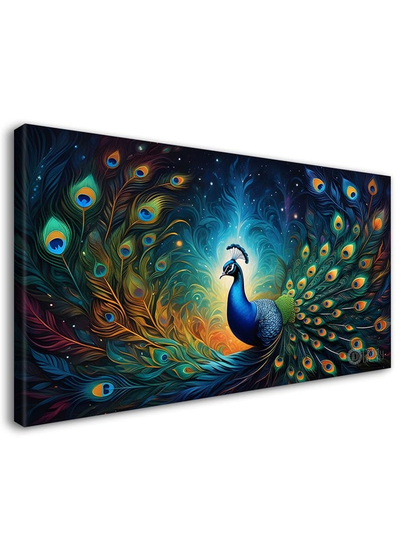Divinity Decor Divinity Decor Peacock in bright colours oil painting Canvas Painting for for Bedroom Living Room Drawing Room Office Hotels large size Home Decor Painting Peacock22x14L33  - Image 1