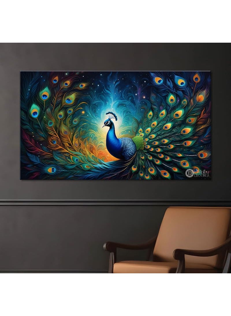 Divinity Decor Divinity Decor Peacock in bright colours oil painting Canvas Painting for for Bedroom Living Room Drawing Room Office Hotels large size Home Decor Painting Peacock22x14L33  - Image 4