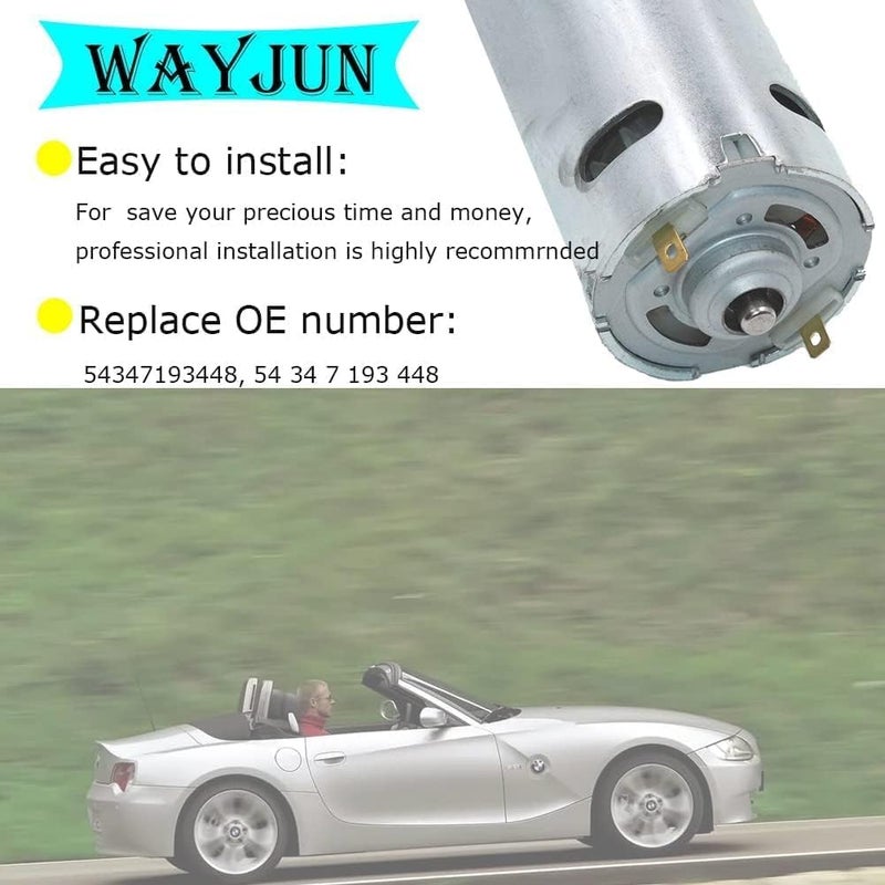 WayJun 54347193448 Convertible Hydraulic Liftgate Motor Pump Compatible with 2003-2008 Z4 E85 (Roof Pump Motor with Bracket) - Image 5