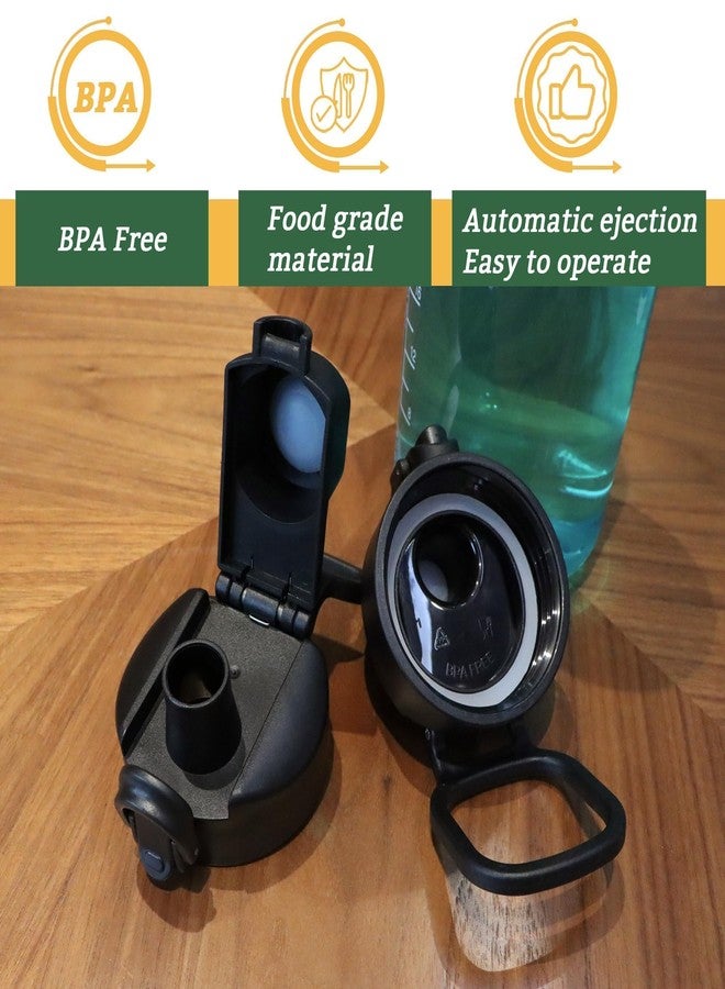 LUTQ 2 Pack Auto Flip Lid Replacement for Nalgene 32 oz 53mm Wide Mouth Bottles, 32 oz Wide Mouth Lid for Nalgene Accessories, Replacement Cap with Handle, Black - Image 4