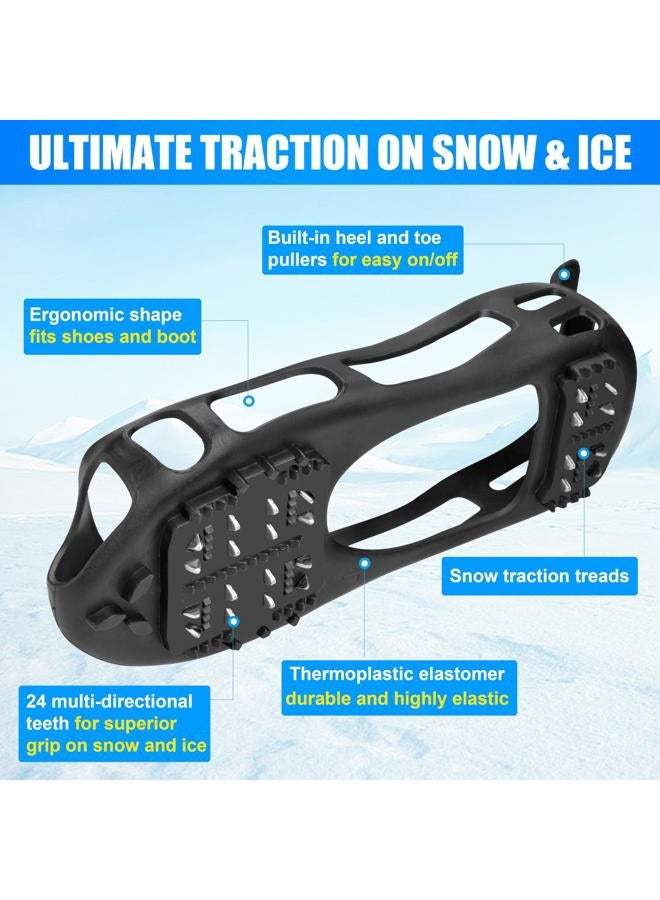 SILANON Ice Cleats Snow Traction Cleats Crampons Non Slip Ice Grippers for Shoes and Boots Walking on Snow Ice Winter Ice Traction Cleats Overshoe for Women Men - Image 2