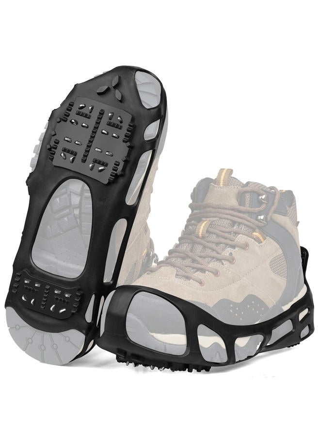 SILANON Ice Cleats Snow Traction Cleats Crampons Non Slip Ice Grippers for Shoes and Boots Walking on Snow Ice Winter Ice Traction Cleats Overshoe for Women Men - Image 1