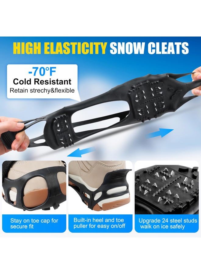 SILANON Ice Cleats Snow Traction Cleats Crampons Non Slip Ice Grippers for Shoes and Boots Walking on Snow Ice Winter Ice Traction Cleats Overshoe for Women Men - Image 3