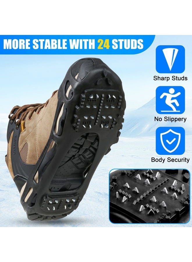 SILANON Ice Cleats Snow Traction Cleats Crampons Non Slip Ice Grippers for Shoes and Boots Walking on Snow Ice Winter Ice Traction Cleats Overshoe for Women Men - Image 4