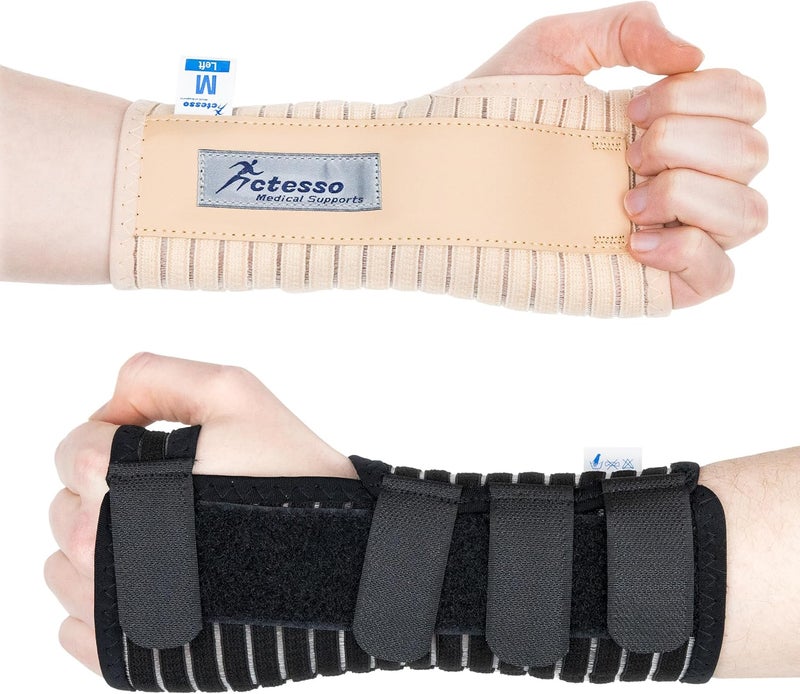 Actesso Breathable Wrist Support Brace Splint Ideal for Carpal Tunnel Sprains and Tendonitis Black Medium Left Hand - Image 1