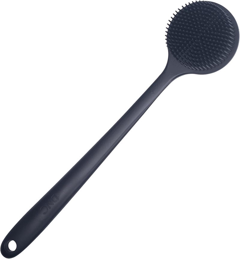 DNC Back Scrubber for Shower Soft Silicone Bath Body Brush with Long Handle (Black) - Image 1