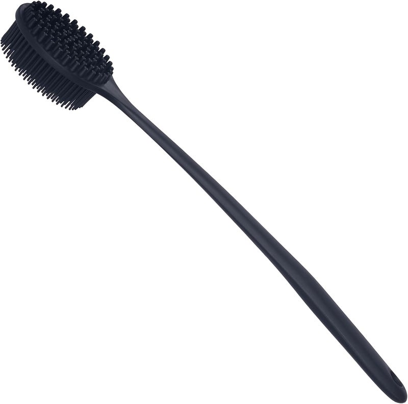 DNC Back Scrubber for Shower Soft Silicone Bath Body Brush with Long Handle (Black) - Image 5