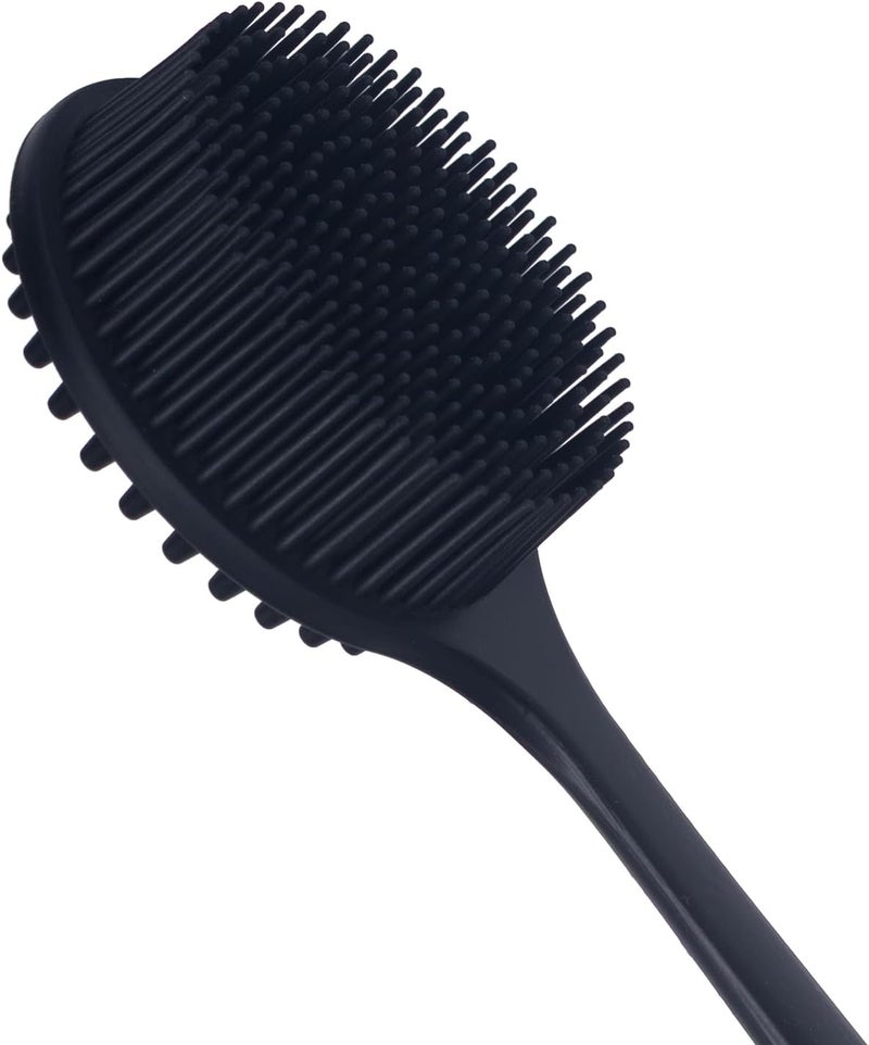 DNC Back Scrubber for Shower Soft Silicone Bath Body Brush with Long Handle (Black) - Image 4