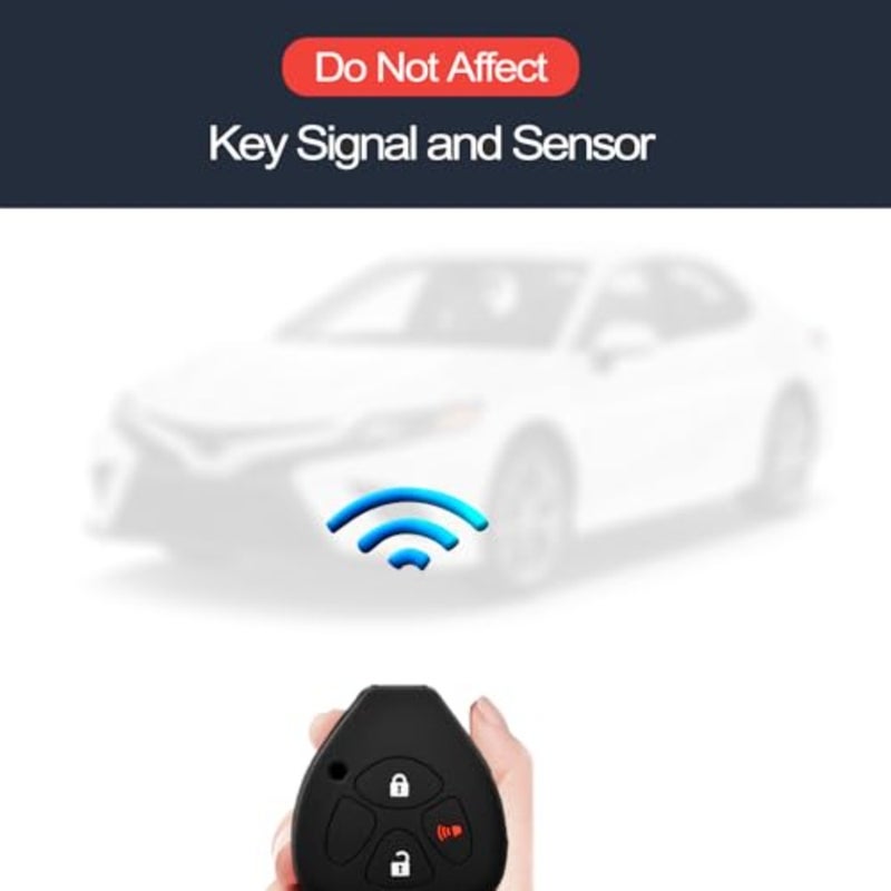 قطعتان من حامل جهاز التحكم عن بعد بدون مفتاح لسيارة Toyota 4Runner Corolla Matrix RAV4 Venza Yaris Scion iQ tC xB، سيليكون أسود، حماية متينة، ملمس ناعم الملمس - Image 5