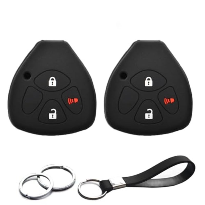 قطعتان من حامل جهاز التحكم عن بعد بدون مفتاح لسيارة Toyota 4Runner Corolla Matrix RAV4 Venza Yaris Scion iQ tC xB، سيليكون أسود، حماية متينة، ملمس ناعم الملمس - Image 1