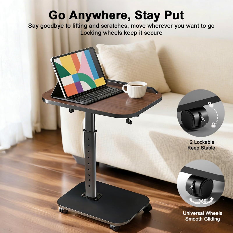 LUBEAU C Table End Table Adjustable Height, Rolling TV Tray Table for Small Spaces 180Â° Flip-Over Panel Design & 360Â° Swivel Casters, C Shaped Side Tables for Couch for Living Room, Bedroom, Bed, Sofa, Snack - Image 3