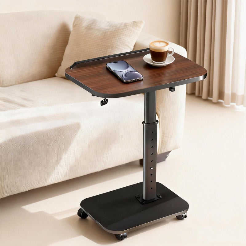 LUBEAU C Table End Table Adjustable Height, Rolling TV Tray Table for Small Spaces 180Â° Flip-Over Panel Design & 360Â° Swivel Casters, C Shaped Side Tables for Couch for Living Room, Bedroom, Bed, Sofa, Snack - Image 1
