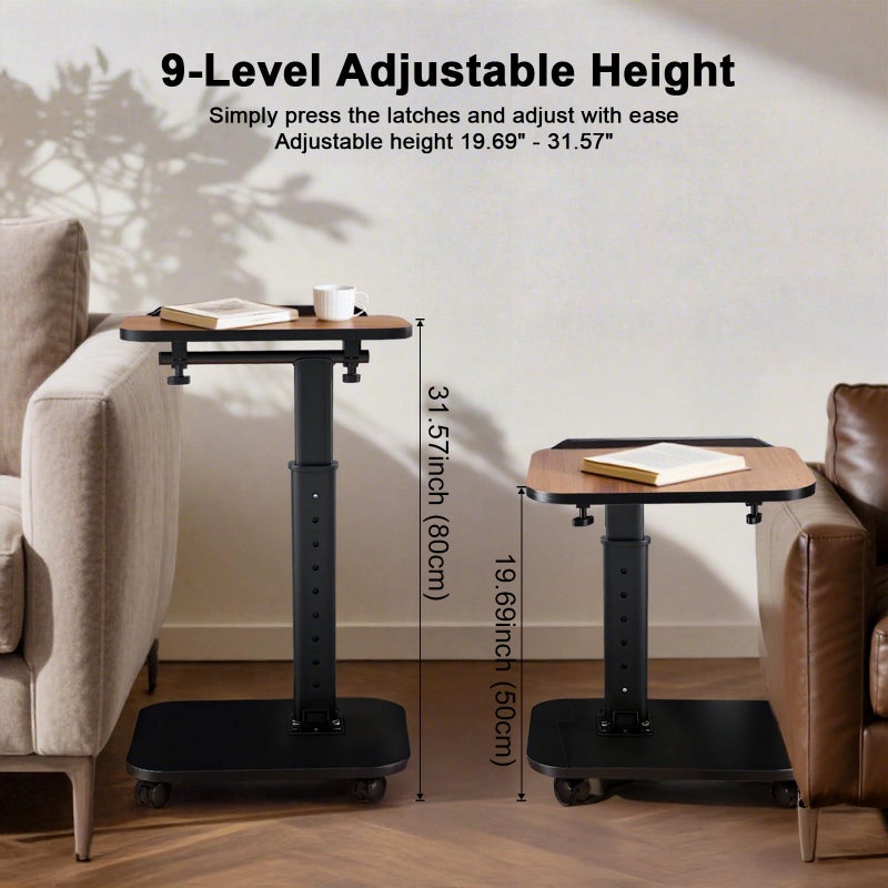 LUBEAU C Table End Table Adjustable Height, Rolling TV Tray Table for Small Spaces 180Â° Flip-Over Panel Design & 360Â° Swivel Casters, C Shaped Side Tables for Couch for Living Room, Bedroom, Bed, Sofa, Snack - Image 2