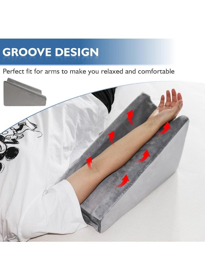 Hossmily Arm Elevation Pillow, Arm Wedge Elevation Pillow Excellent, Ergonomic Elbow Support Pillow for Sleeping Arm Pads Elbow Pillow with Removable Pillow Case-Grey - Image 2