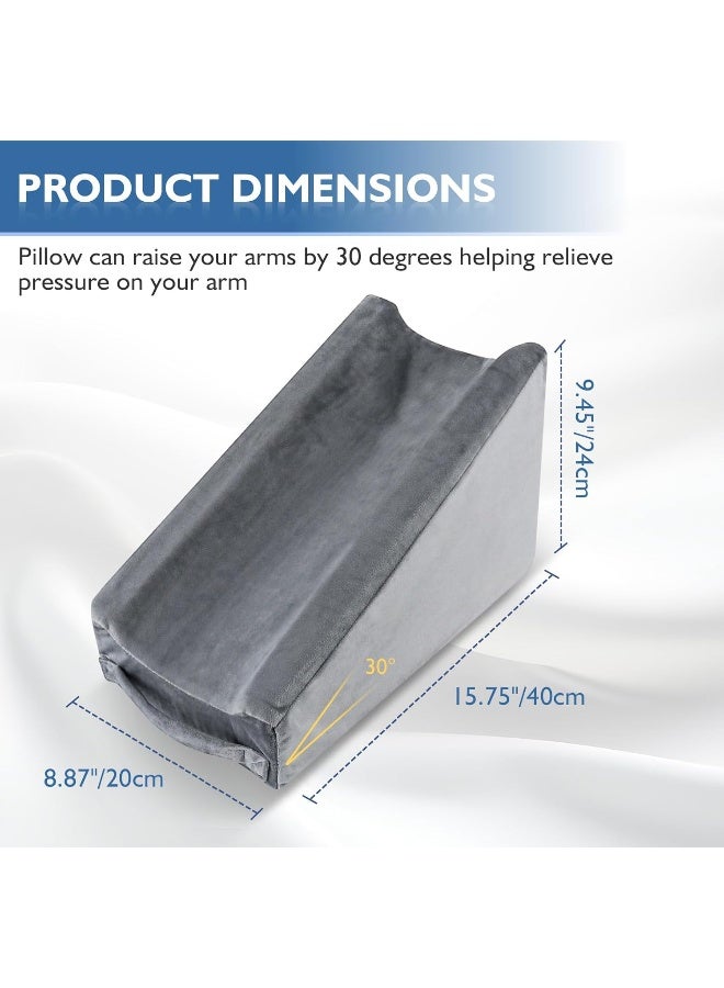 Hossmily Arm Elevation Pillow, Arm Wedge Elevation Pillow Excellent, Ergonomic Elbow Support Pillow for Sleeping Arm Pads Elbow Pillow with Removable Pillow Case-Grey - Image 4