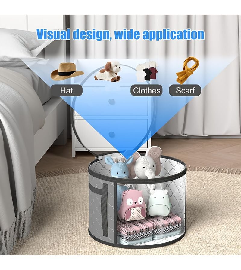 Jet Black Ins Style Hat Storage Bucket Zipper Dust Proof Box for Bedroom Wardrobe - Image 4