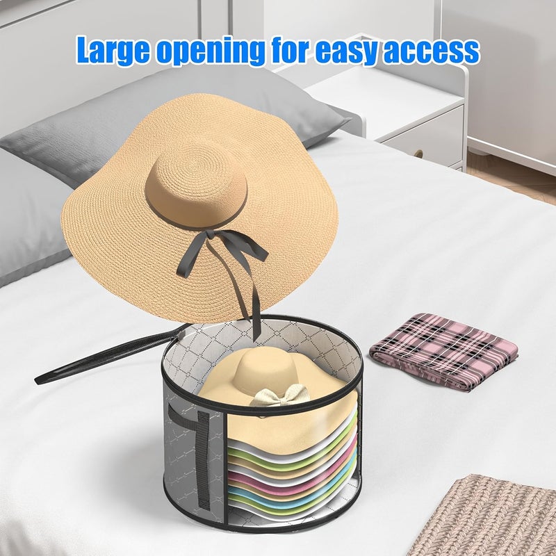 Jet Black Ins Style Hat Storage Bucket Zipper Dust Proof Box for Bedroom Wardrobe - Image 2