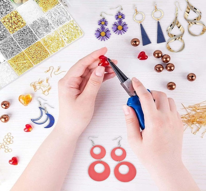 DIY Crafts DIY Crafts 25 Gram, Silver, Earring Making Kit Jewelry Makes Supplies Earring Post Jump Rings Earring Back Tweezers Jump Ring for Earring Jewelry DIY Making Women & Girls M(25 Gram, Silver)  - Image 2