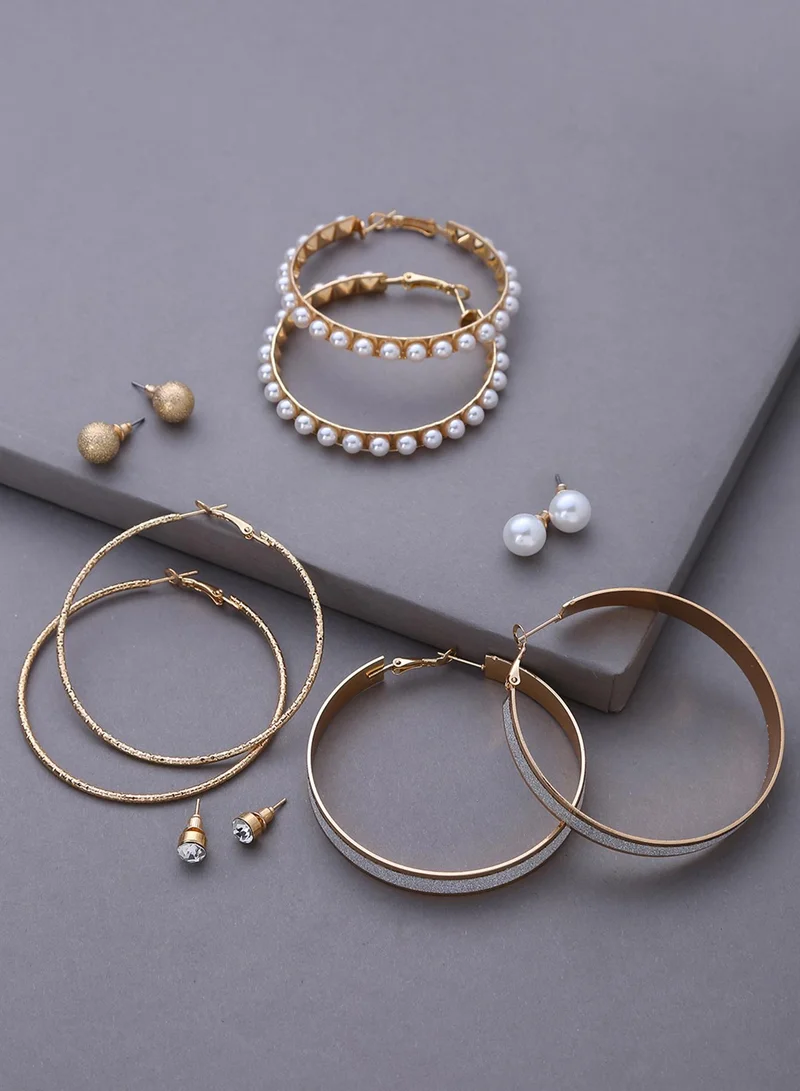 SOHI Set Of 6 Contemporary Artificial Stud Earring Jewellery