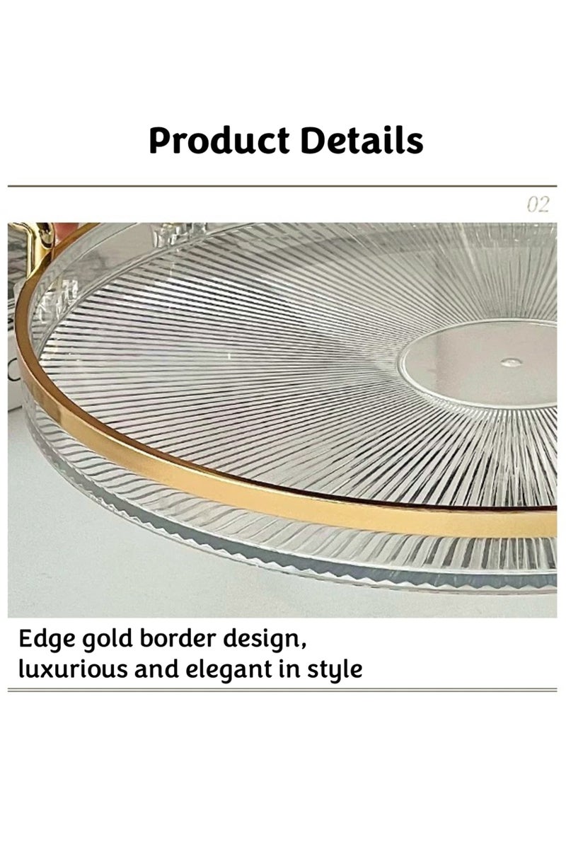 يوآ صواني تقديم دائرية بمقابض، طاولة قهوة مزخرفة للمنزل، صينية طعام، صينية فاكهة، صينية بار، صينية عطور، صينية كوكتيل - Image 3