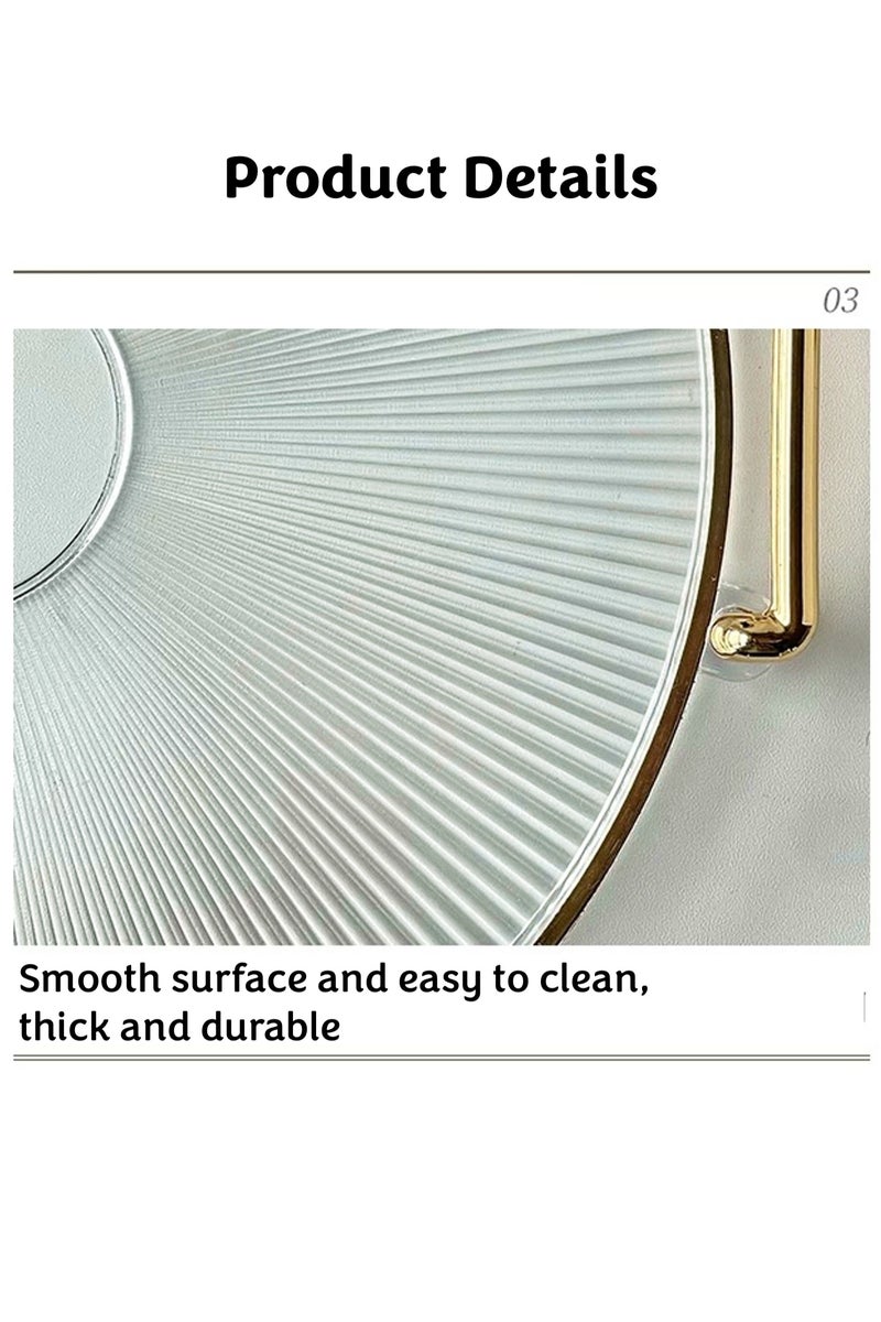 يوآ صواني تقديم دائرية بمقابض، طاولة قهوة مزخرفة للمنزل، صينية طعام، صينية فاكهة، صينية بار، صينية عطور، صينية كوكتيل - Image 4