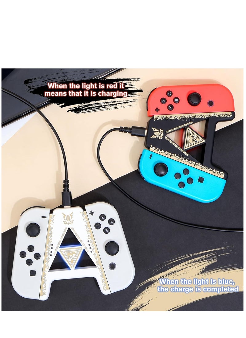 SYOSI Speed Charging Grip for Switch Switch OLED Portable Gaming Comfort Grip Handle Joystick Remote Controllers V-Shaped Anti-Slip Handle Accessories Black Kingdom Gold Trim  - Image 5